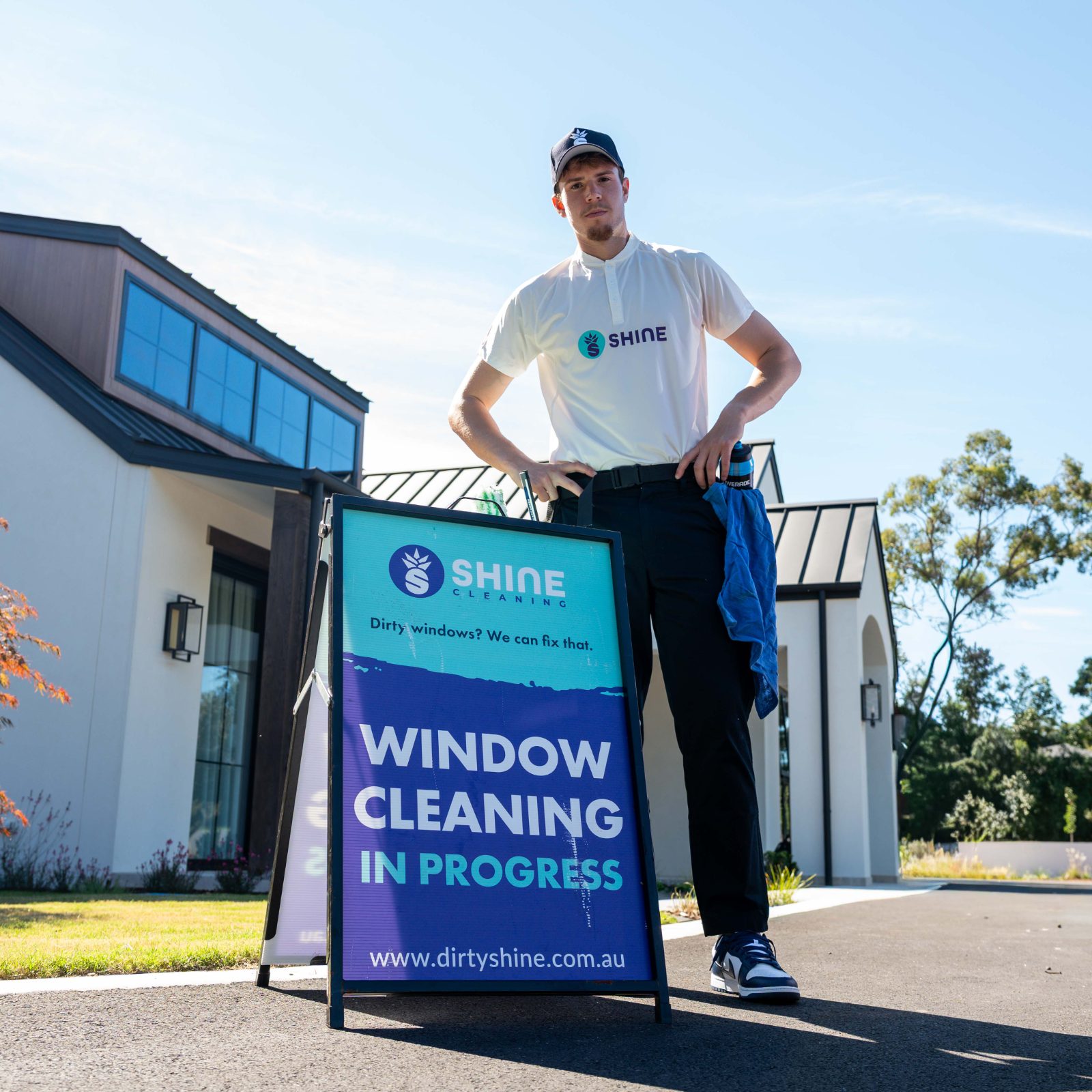 Shine Cleaning lawn sign outside a freshly cleaned North Shore home